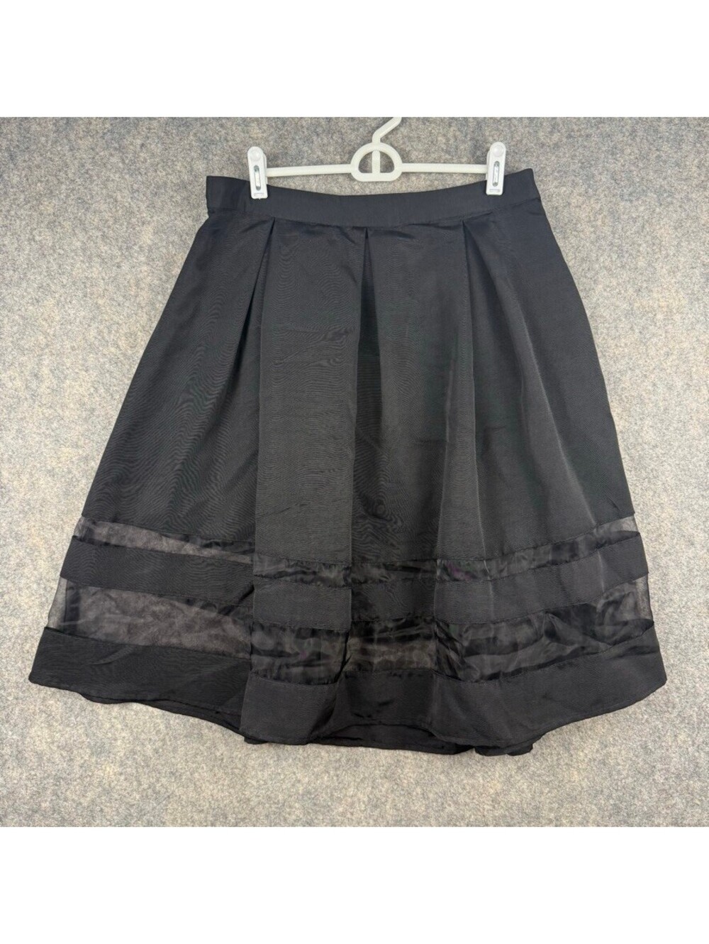 Express Pleated Sheer-Panel A-Line Black Skirt Size 12 Witchy Whimsigoth 256